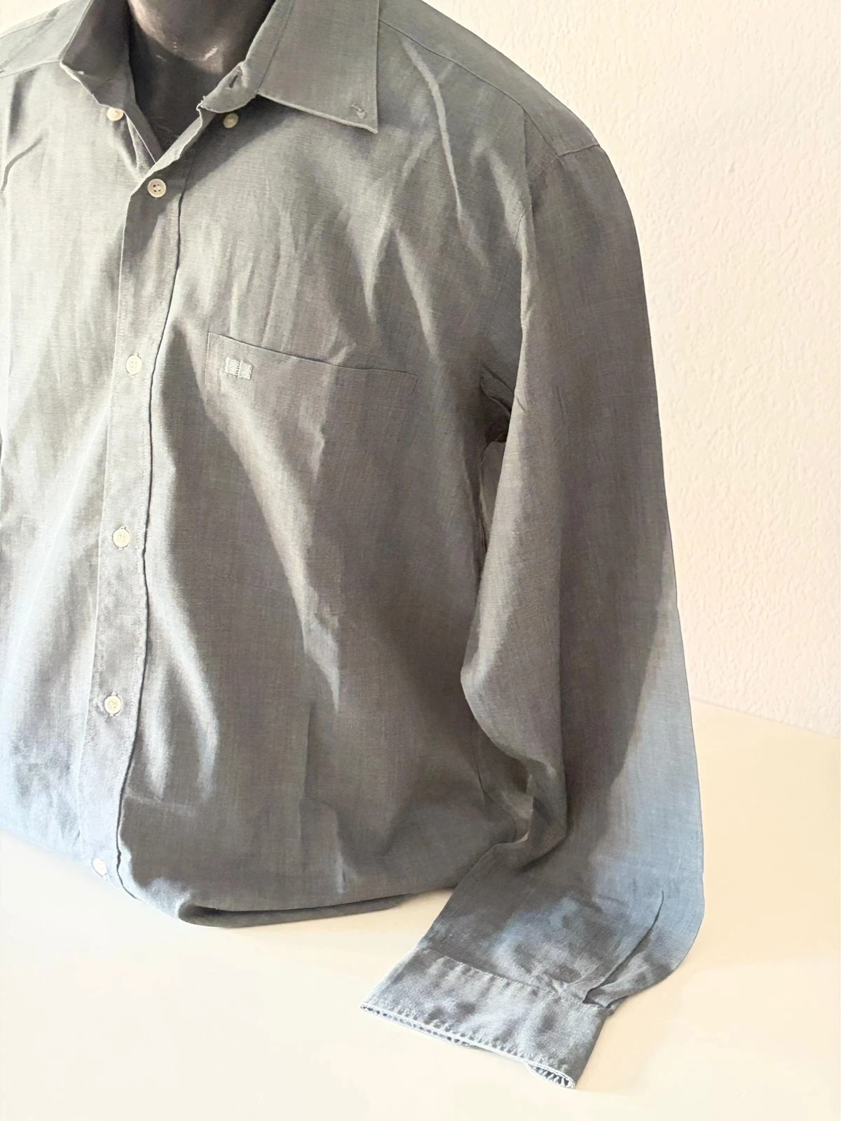 Men's Brice button down collar light blue heather long sleeve shirt size L – photo 6